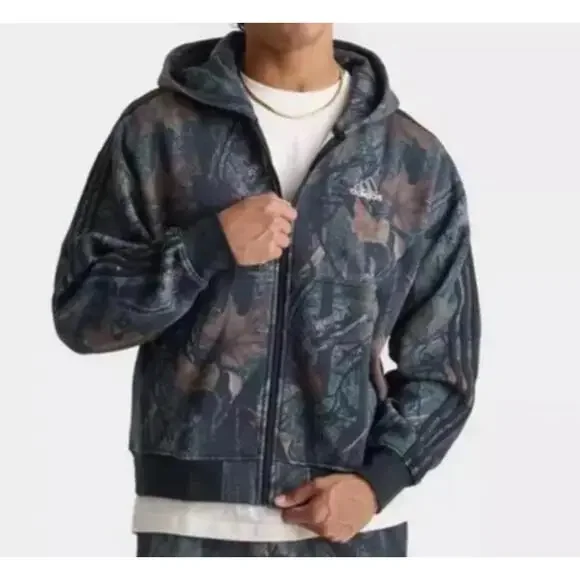 $80 Adidas JY2775 Camoflage FZ Track Top 3 Stripe Full Zip Hoodie Jacket Men's M